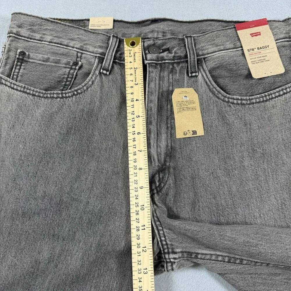 Levi’s 578 Baggy Jeans Men’s 34x36 Y2K 90s Style Grey Wash 100% Cotton NWT